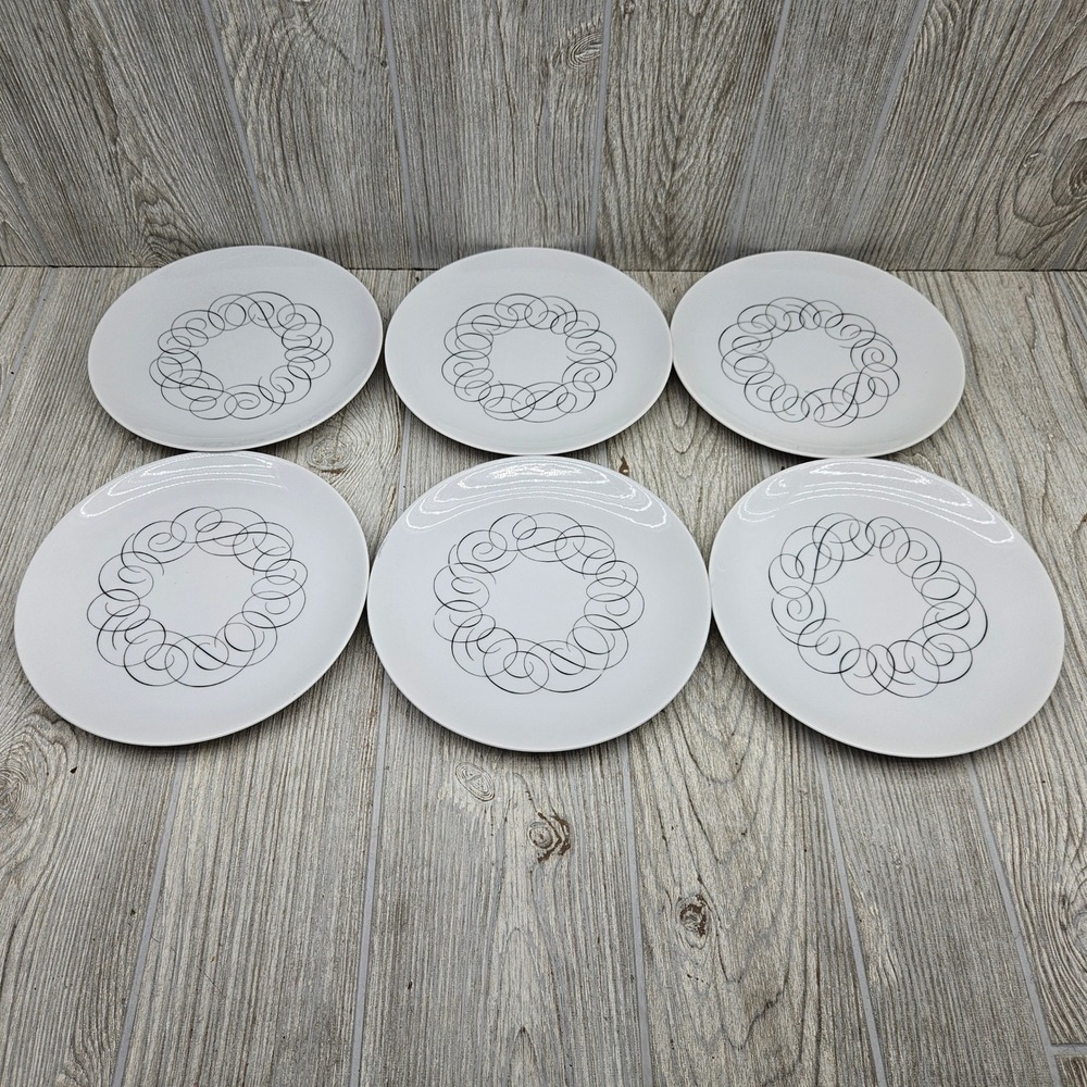 Rosenthal Raymond Loewy Script Continental China Salad Plates 7 5/8" Set of 6